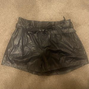 SHEIN Black Pleather shorts with tie waist detail worn once for a photo shoot